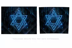 Hanukkah 20oz Tumbler Design, Glowing Blue Star of David Product Image 2