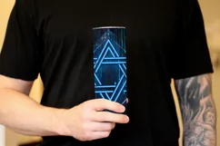 Hanukkah 20oz Tumbler Design, Glowing Blue Star of David Product Image 3