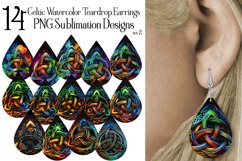 Black Celtic Watercolor Teardrop Earring Digital Designs Product Image 1