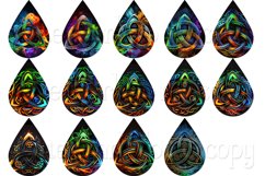 Black Celtic Watercolor Teardrop Earring Digital Designs Product Image 2