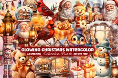 Glowing Christmas Watercolor Clipart, Glowing Christmas Clipart, Glowing Christmas Clipart Bundle, Glowing Christmas Watercolor, Watercolor Glowing Christmas, Glowing Christmas Sublimation, Glowing Christmas,  Christmas Clipart, Christmas Clipart Bundle, 