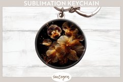 Glowing Pansies v4 Round Keychain Sublimation Product Image 1
