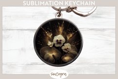Glowing Pansies v7 Round Keychain Sublimation Product Image 1