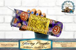 This is a glowing pumpkins sublimation design. sized to fit a 20oz skinny tumbler. This sublimation tumbler wrap features a glitter band and peekaboo pumpkins.