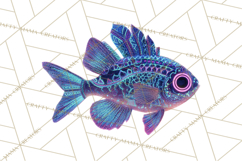 Neon Ocean Dwellers Clipart,Vibrant Sea Life Png Product Image 4