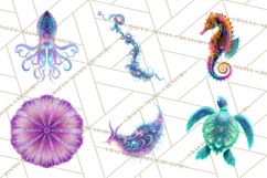 Neon Ocean Dwellers Clipart,Vibrant Sea Life Png Product Image 3