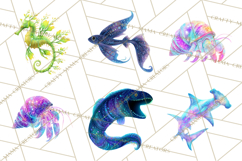 Neon Ocean Dwellers Clipart,Vibrant Sea Life Png Product Image 6