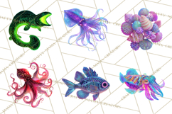 Neon Ocean Dwellers Clipart,Vibrant Sea Life Png Product Image 7