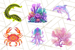 Neon Ocean Dwellers Clipart,Vibrant Sea Life Png Product Image 8