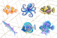 Neon Ocean Dwellers Clipart,Vibrant Sea Life Png Product Image 9