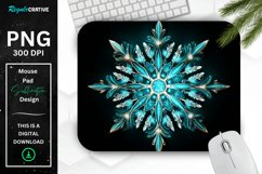 Glowing Turquoise Snowflake Mouse Pad Product Image 1