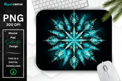 Glowing Turquoise Snowflake Mouse Pad Product Image 1