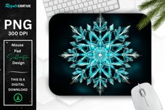 Glowing Turquoise Snowflake Mouse Pad Product Image 1