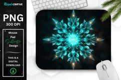 Glowing Turquoise Snowflake Mouse Pad Product Image 1
