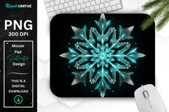 Glowing Turquoise Snowflake Mouse Pad Product Image 1