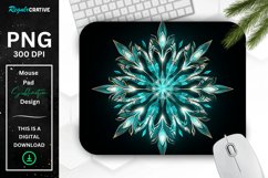 Glowing Turquoise Snowflake Mouse Pad Product Image 1