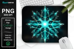 Glowing Turquoise Snowflake Mouse Pad Product Image 1