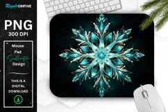 Glowing Turquoise Snowflake Mouse Pad Product Image 1