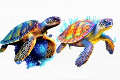 Glowing Turtle Watercolor Sublimation clipart Product Image 3