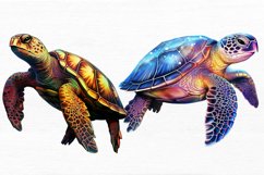 Glowing Turtle Watercolor Sublimation clipart Product Image 4