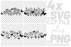 4x Floral SVG Butterfly Daisy Border Files Cricut PNG EPS Product Image 1