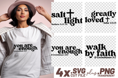 4x Religious Salt Light Walk By Faith SVG Cut Files Shirt Product Image 1