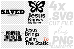 4x Christian Quotes Saved Prayer SVG Cut Files Jesus Peace Product Image 1