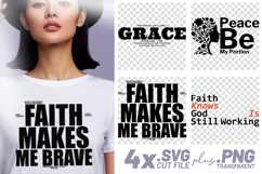 4x Christian Quotes Grace Faith SVG Cut Files Peace Brave Product Image 1
