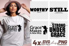 4x Christian Quotes Worthy Still SVG Cut Files Cricut PNGS Product Image 1
