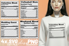 4x Nutrition Facts Valentine Volleyball SVG Cut Files Shirt Product Image 1