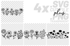 4x Floral SVG Wildflower Poppy Border Cricut PNG EPS Product Image 1