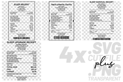 4x Sleep Receipts Funny Quotes SVG Cut Files Cricut Design Product Image 1
