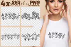 4x Floral SVG Wildflower Daisy Border Cut Files Cricut PNG Product Image 1