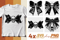 4x Gothic Skull Bow Roses Thorns Stars SVG Cut Files Shirt Product Image 1