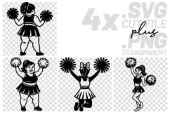 4x Cheerleader Pom Poms Bow Smile Jump SVG Cut Files Shirts Product Image 1