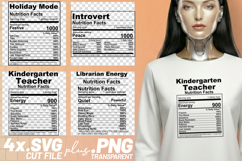 4x Nutrition Facts Teacher Introvert SVG Cut Files Shirt Product Image 1