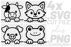 4x Cow Fox Pig Frog Peek SVG Cut Files Shirt Design Product Image 1