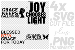 4x Religious Quotes Grace Joyful SVG Cut Files Blessed Art Product Image 1