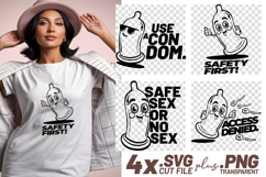 4x Safe Sex Condom Safety First SVG Cut Files Shirt Design Product Image 1