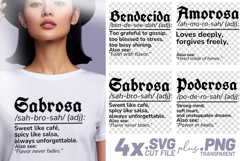 4x Bendecida Amorosa Sabrosa Poderosa Definition SVG Shirt Product Image 1