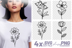 4x Floral SVG Botanical Line PNG EPS Cut Files Cricut Crafts Product Image 1