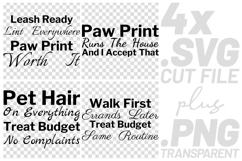 4x Funny Dog Quotes Paw Print Treat Budget SVG Cut Files Product Image 1