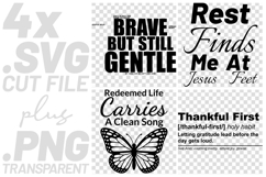 4x Christian Quotes Thankful First SVG Cut Files Redeemed Product Image 1