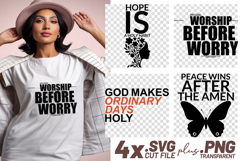 4x Religious Quotes Hope Holy SVG Cut Files Peace Amen Tees Product Image 1