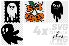 4x Angry Ghost Pumpkin Cherries Waving Ghost SVG Cut Files Product Image 1