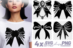 4x Bow Crescent Moon Stars Roses SVG Cut Files Shirt Design Product Image 1