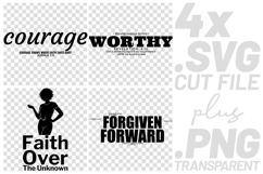 4x Christian Quotes Courage Worthy SVG Cut Files PNG DIY Product Image 1