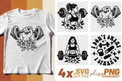 4x Fitness Shine Barbell Floral Women SVG Cut Files Shirt Product Image 1