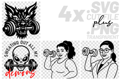 4x Fitness Sweating Out All My Demons Skull SVG Cut Files Product Image 1