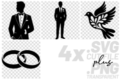 4x Wedding SVG Groom Rings Dove EPS Cut Files Cricut PNG Product Image 1